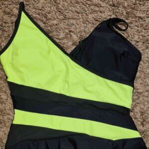 Women Summer Beach Colorblock Neon One-Piece Swimsuit - Brand New Never Worn.